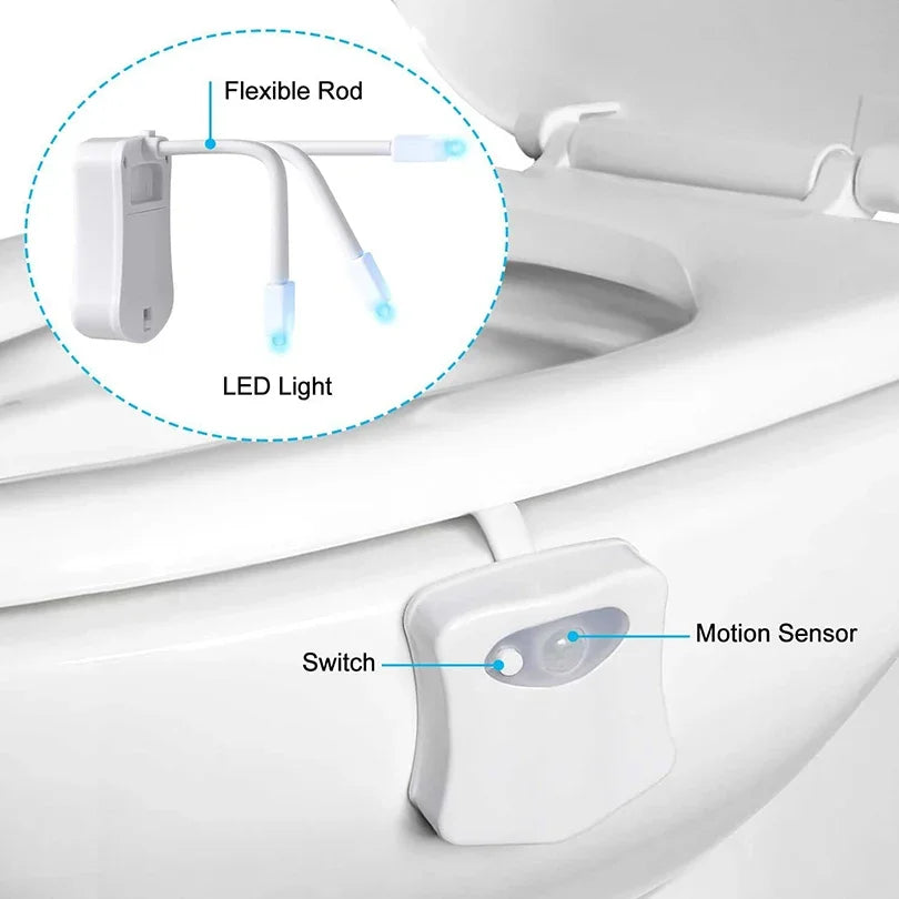 Toilet Seat Smart Motion Sensor Waterproof Night Light 8/16 colors