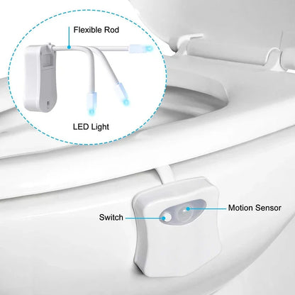 Toilet Seat Smart Motion Sensor Waterproof Night Light 8/16 colors